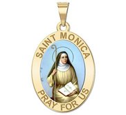 Saint Monica Oval Religious Color Medal  EXCLUSIVE 