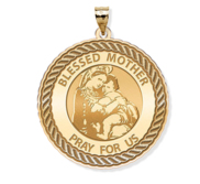  Blessed Mother  Virgin Mary Round Rope Border Religious Medal