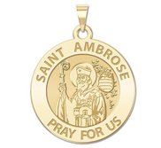 Saint Ambrose Round Religious Medal  EXCLUSIVE 