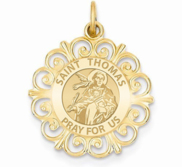 Saint Thomas Aquinas Round Filigree Religious Medal   EXCLUSIVE 