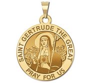 Saint Gertrude The Great Round Religious Medal     EXCLUSIVE 