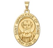 Saint Hippolytus of Rome OVAL Religious Medal   EXCLUSIVE 