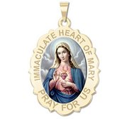 Immaculate Heart of Mary Scalloped Oval Color Religious Medal  EXCLUSIVE 