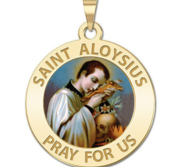 Saint Aloysius Gonzaga Round Religious Medal Color