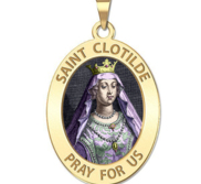 Saint Clotilde OVAL Religious Medal Color