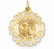 Saint Hubert Round Filigree Religious Medal   EXCLUSIVE 