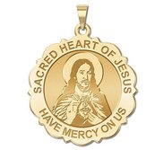 Sacred Heart of Jesus Scalloped Religious Medal  EXCLUSIVE 