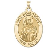 Saint Homobonus OVAL Religious Medal   EXCLUSIVE 