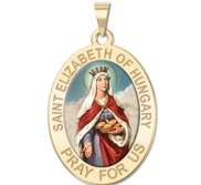 Saint Elizabeth of Hungary Oval Religious Medal   Color EXCLUSIVE 