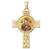 Our Lady of Perpetual Help Cross Religious Medal   Color EXCLUSIVE 