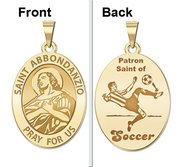 Saint Abbondanzio Oval Double Sided Soccer Religious Medal  EXCLUSIVE 