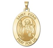 Saint Evan Oval Religious Medal   EXCLUSIVE 