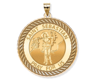 Saint Sebastian Round Rope Border Religious Medal