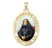 Saint Frances Cabrini Round Religious Medal   Color EXCLUSIVE 