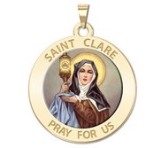 Saint Clare of Assisi Round Religious Medal    Color EXCLUSIVE 