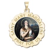 Saint Mary Magdalene Scalloped Religious Medal  Color EXCLUSIVE 