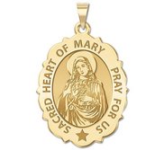 Sacred Heart of Mary Scalloped Religious Medal  EXCLUSIVE 