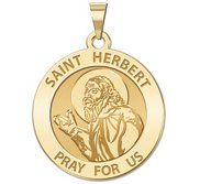 Saint Herbert Round Religious Medal   EXCLUSIVE 