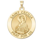 Saint Cecilia Round Religious Medal    EXCLUSIVE 