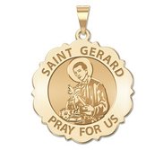 Saint Gerard Scalloped Round Religious Medal  EXCLUSIVE 