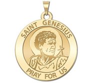 Saint Genesius Round Religious Medal  Traditional   EXCLUSIVE 