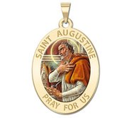 Saint Augustine of Hippo Oval Color Religious Medal  EXCLUSIVE 