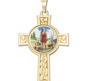 Saint Lazarus Color Cross Religious Medal   EXCLUSIVE 