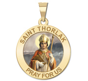 Saint Thorlak Round Religious Medal Color