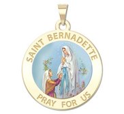 Saint Bernadette Round Religious Medal   Color EXCLUSIVE 