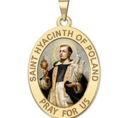 Saint Hyacinth of Poland OVAL Religious Medal Color