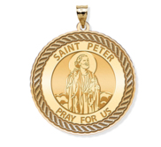 Saint Peter Round Rope Border Religious Medal