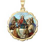 The Last Supper Scalloped Round Religious Medal  Color EXCLUSIVE 