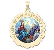 Holy Trinity Scalloped Round Religious Medal   Color EXCLUSIVE 