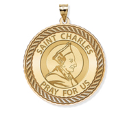 Saint Charles Round Rope Border Religious Medal