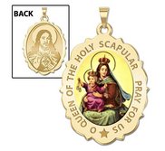 Scapular Religious Medal Scalloped OVAL  Color EXCLUSIVE 