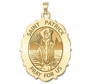 Saint Patrick Religious Medal Scalloped OVAL  EXCLUSIVE 