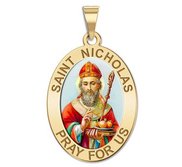 Saint Nicholas OVAL Religious Medal   Color EXCLUSIVE 