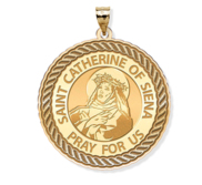 Saint Catherine of Siena Round Rope Border Religious Medal