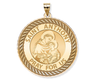 Saint Anthony Round Rope Border Religious Medal