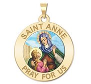 Saint Anne Round Religious Medal  Color EXCLUSIVE 