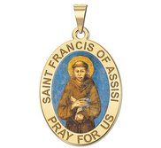 Saint Francis of Assisi Oval Religious Medal   Color EXCLUSIVE 