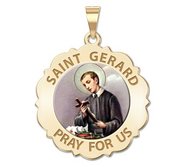 Saint Gerard Scalloped Round Religious Medal  Color EXCLUSIVE 