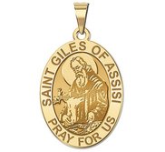 Saint Giles of Assisi Religious Medal   Oval  EXCLUSIVE 