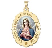 Sacred Heart of Mary Scalloped Religious Medal