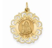 Saint Declan Round Filigree Religious Medal   EXCLUSIVE 