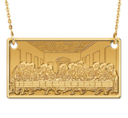 The Last Supper Rectangle Pendant with Religious Medal  EXCLUSIVE   18  Box Chain Included