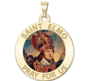 Saint Elmo Round Religious Medal Color