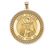 Saint Stephen Round Rope Border Religious Medal