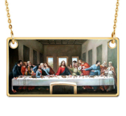 The Last Supper Rectangle Pendant with Religious Medal  EXCLUSIVE   18  Box Chain Included