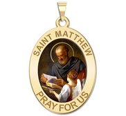 Saint Matthew OVAL Religious Medal   Color EXCLUSIVE 